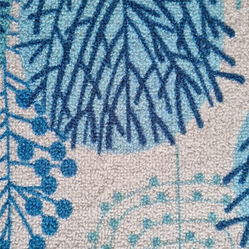 Image of Matz&More Floral Circle Tree Rug | 100x150 CM | Blue Grey | Soft Nylon Loop Pile with Anti-Slip Gel Backing | Living Room, Bedroom & Office Floor Carpet