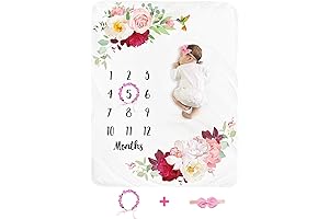 Girly Floral Milestone Blanket for Personalized Baby Shower Gift