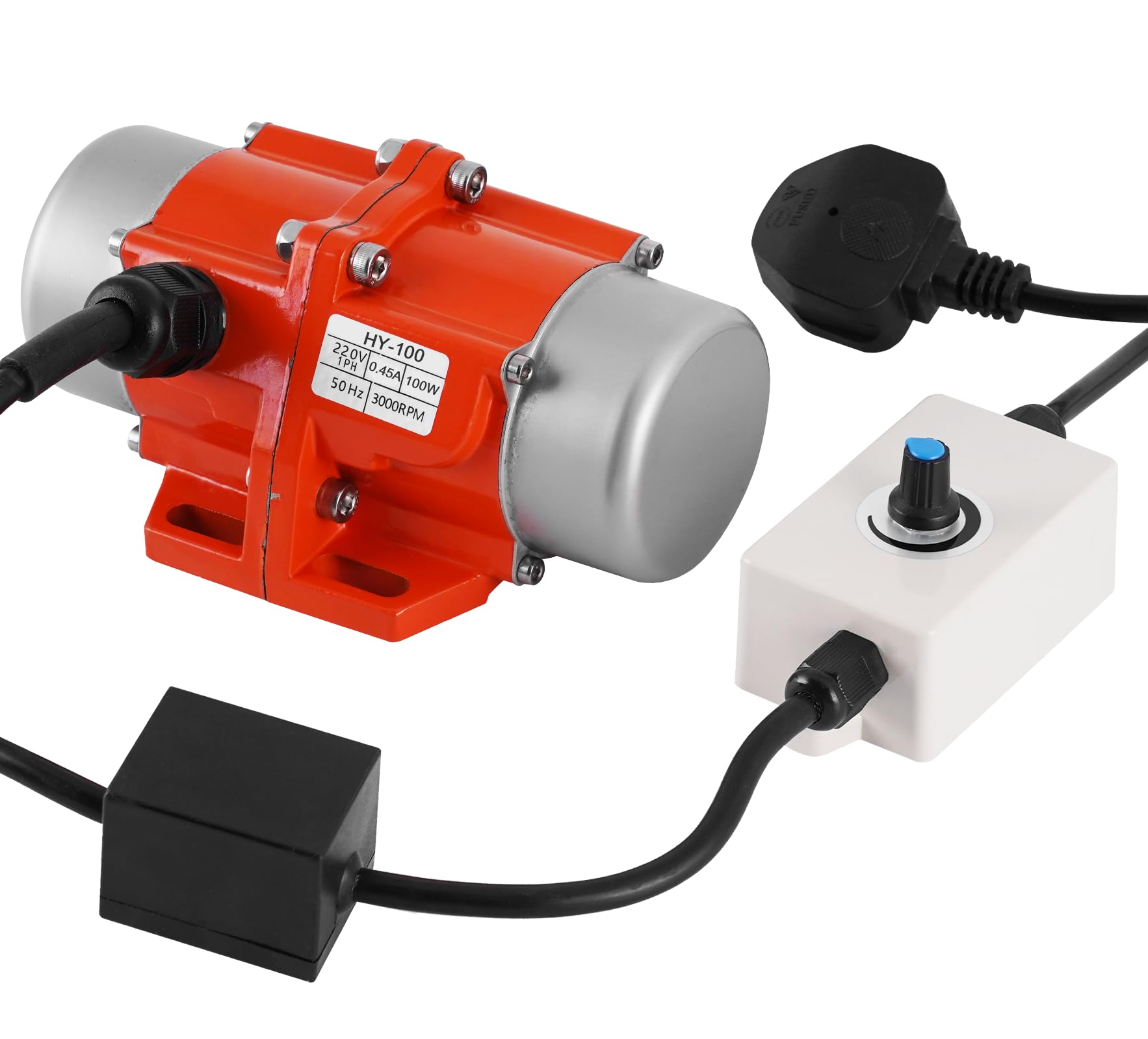 MXBAOHENG 100 W Moteur électrique de vibration force de vibration réglable, 50 kg Moteurs vibrants avec prises EU et transmissions pour table vibrante, écran vibrant, machine de criblage de sable