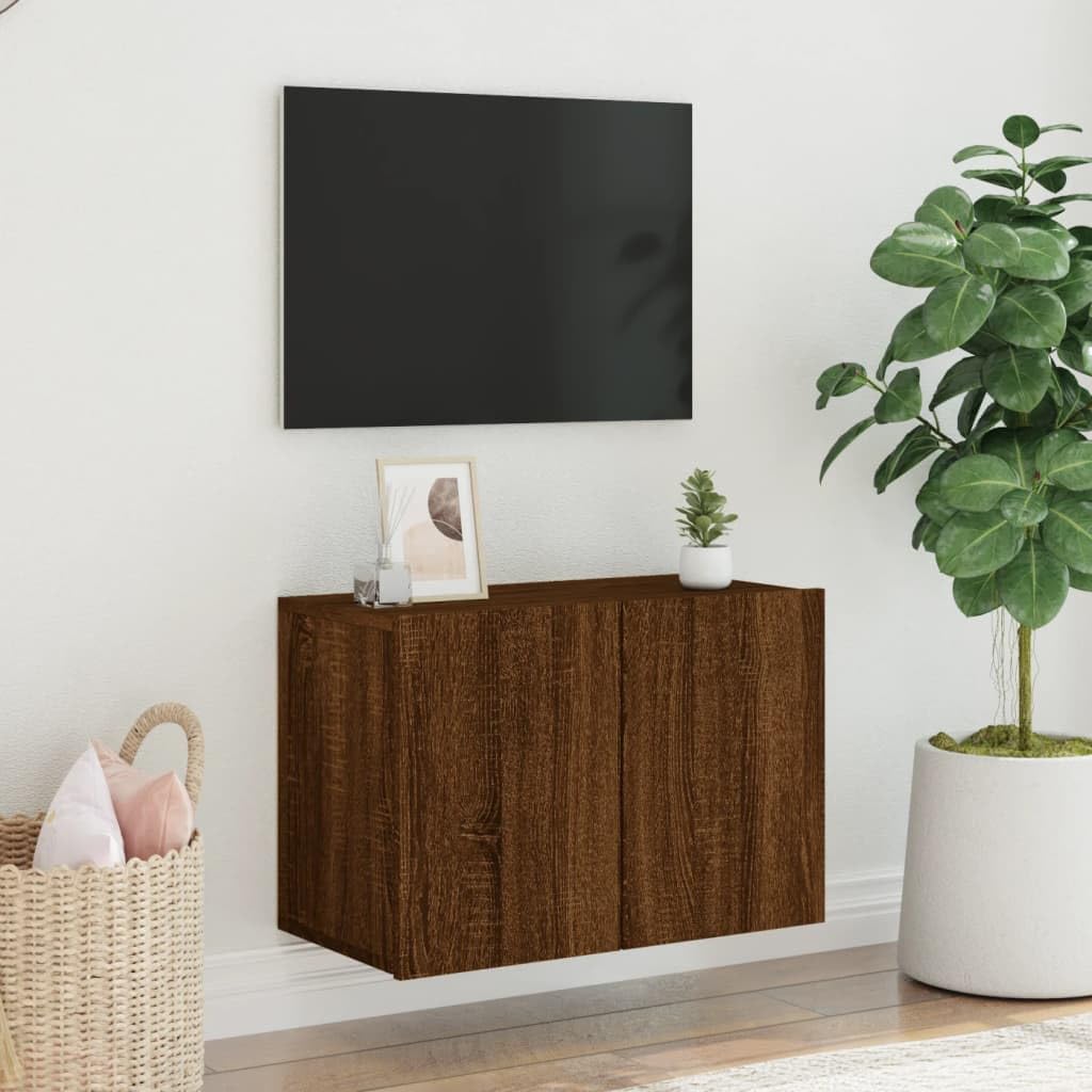 Brązowa szafka pod telewizor o wyglądzie dębu, szafka pod telewizor, do biura, gabinetu, 60 x 30 x 41 cm