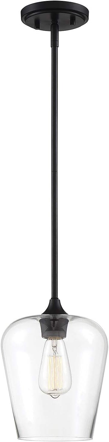 Savoy Essentials 7-4036-1-BK Octave Bohemian Clear Glass Pendant, 1-Light 60 Watt, 11" H x 8" W, Black
