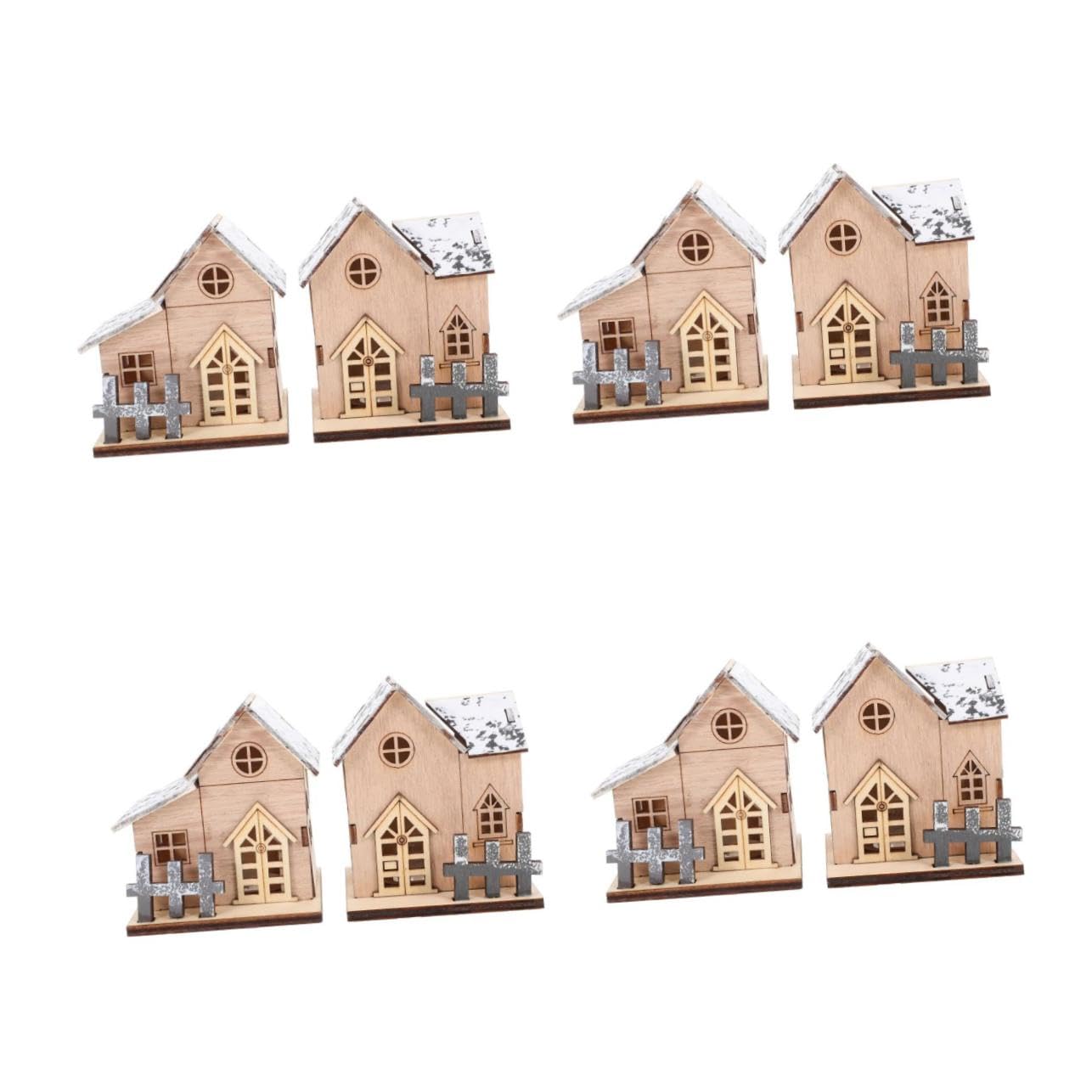 TOPBATHY 4 Set Luci Natalizie in Legno Finestra Gonfiabile Ornamenti Desktop Decorazioni Luminose per La Casa per Natale Luci Dell'albero di Natale Solare Cabina Khaki di Legno 2 Pezzi * 4