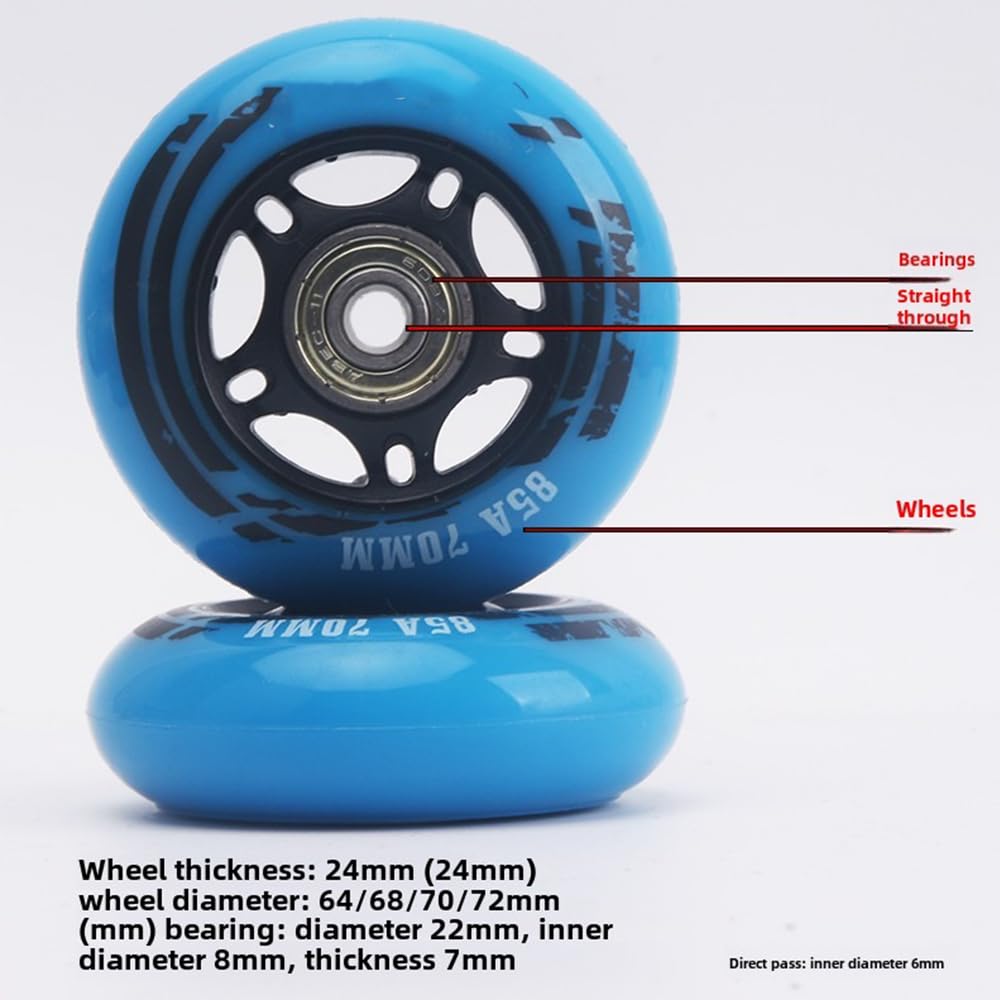 8er-Pack Inline-Skate-Rollen Für Drinnen Und Draußen, Für Kinder, 85a Inline-ersatzrollen Mit ABEC-9 Kugellagern Und Distanzstücken Pink 68mm