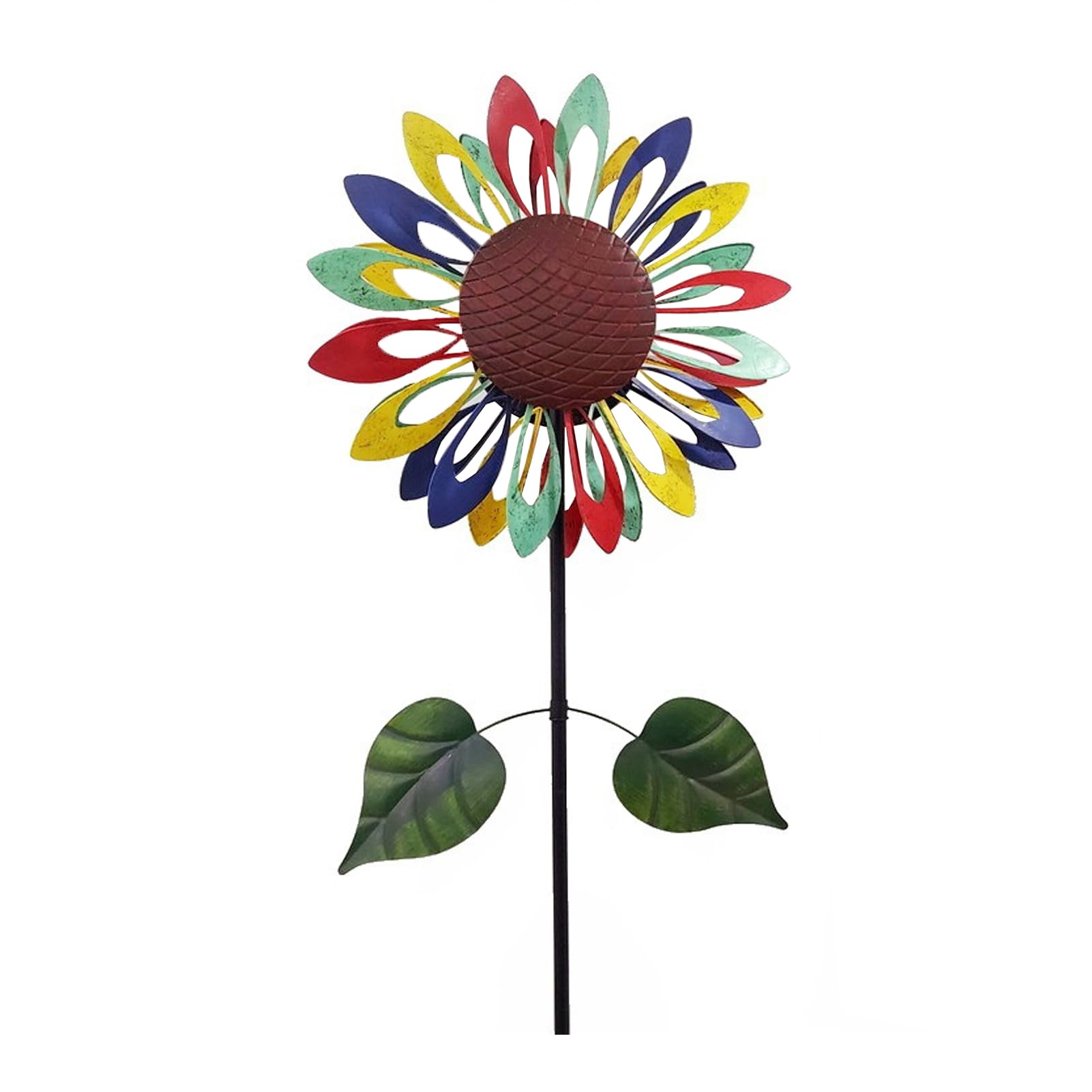 210cm Mulino a Vento in metallo girasole,Girandole a vento con illuminazione a LED a energia solare,Girandole Cinetiche con palo da giardino, decorazioni da giardino, sculture a vento e girandole