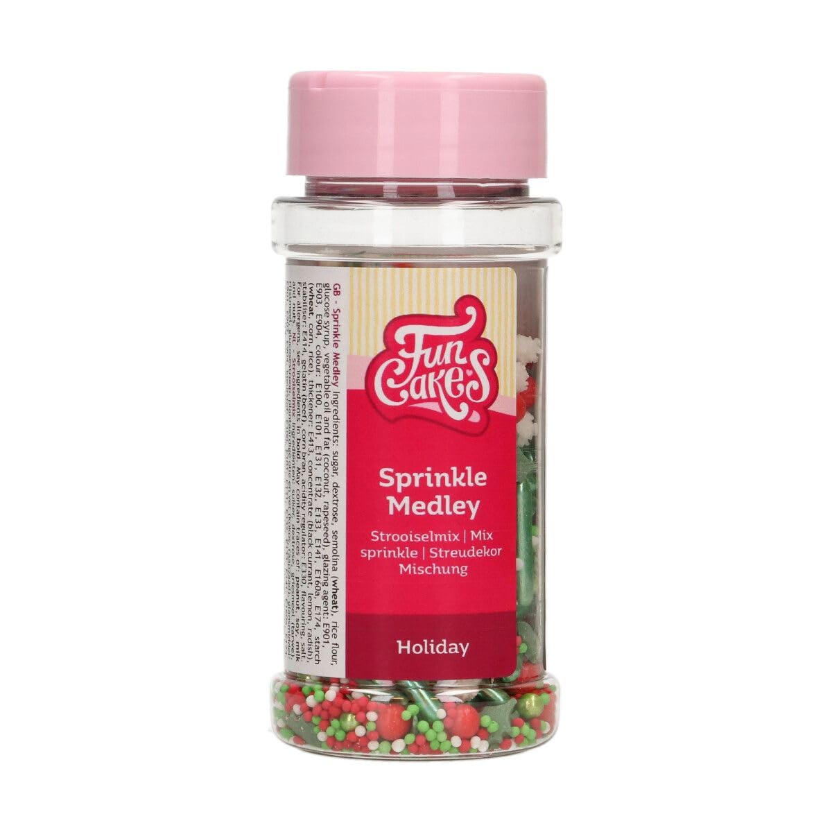 FunCakes Streuselmischung Holiday: Zuckerstreusel, großartiger Geschmack, perfekt zum Dekorieren von Kuchen, Sprinkle Mix. 65 g