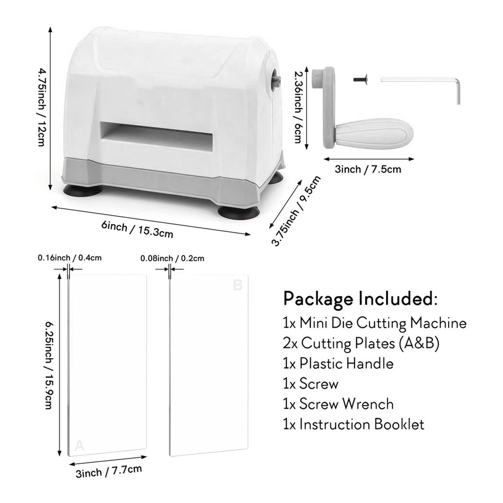Ausla Máquina Manual Portátil de Troquelado, Juego Completo con 2 Placas de Corte y Herramientas, para Troqueles de 3 Pulgadas o Más Pequeños en la Fabricación de Tarjetas y el