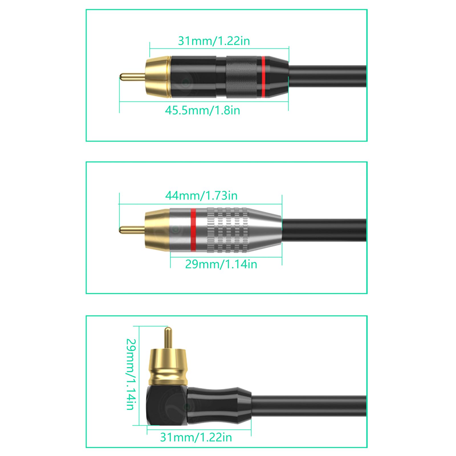 3 cables de extensión de vídeo estéreo, conectores macho a hembra para sistemas de cine en casa HiFi