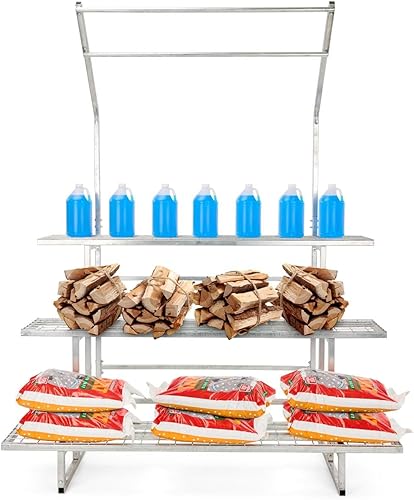 Miniatura 3 de Displays2go Exhibición de estantería de centro de jardín 73w con colgador de plantas, acero, 3 niveles - plata (SMGCSTEEL6)