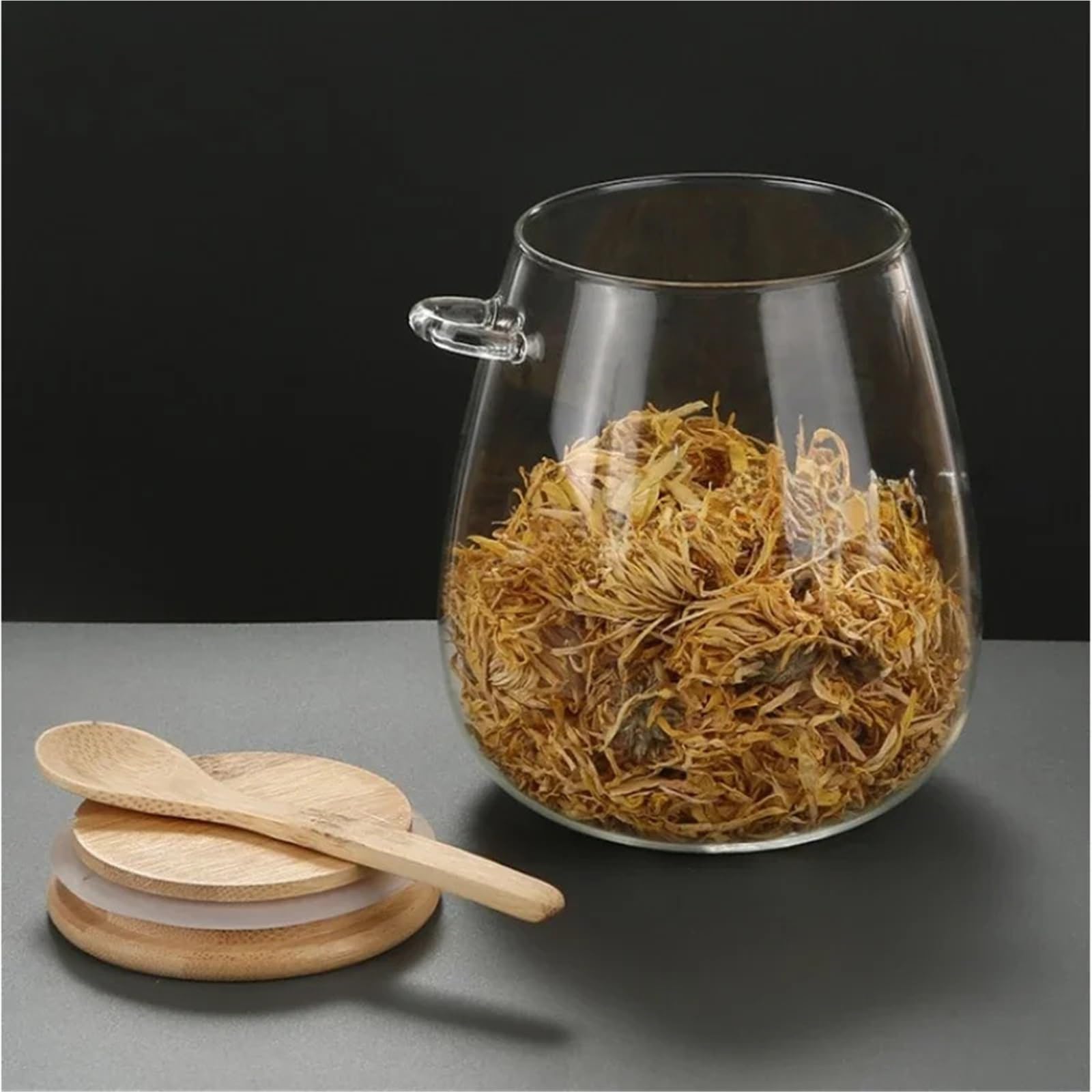 Tarrinas de cristal con tapa, Frascos de vidrio herméticos transparentes con tapas for almacenamiento alimentos, frutos secos, varios tamaños, 2 uds(600ml)