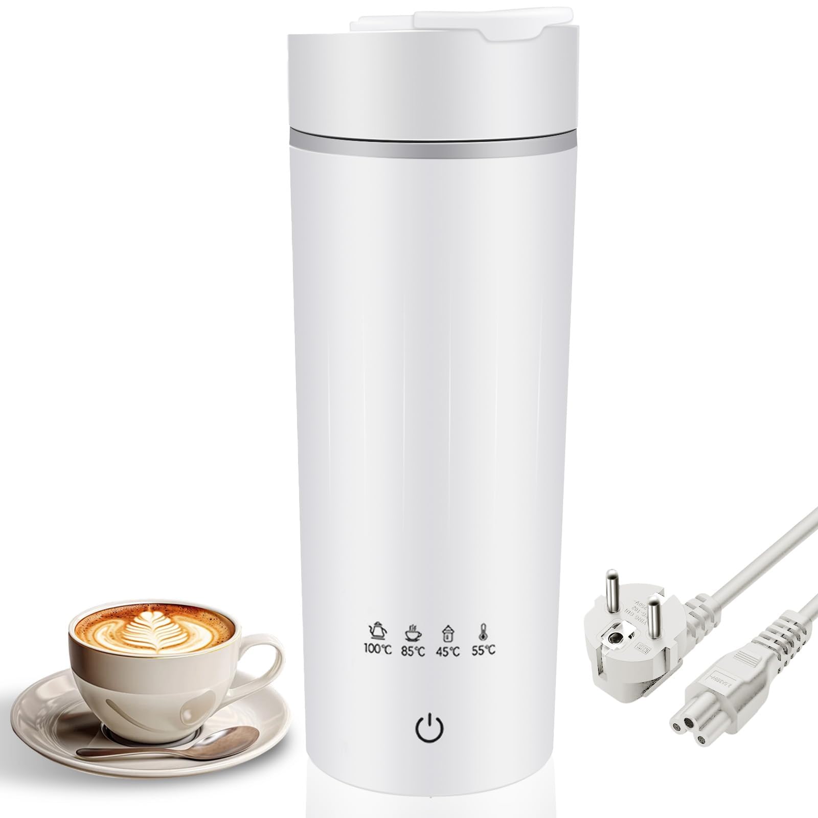 Portable Electric Kettle 380ml with 4 Temp-Settings, Mini Travel Kettle with Stainless Steel Liner for Camping, Trip, Business &amp; Powdered Milk, 300W Fast Heating, Automatic Switch-Off, Global Voltage