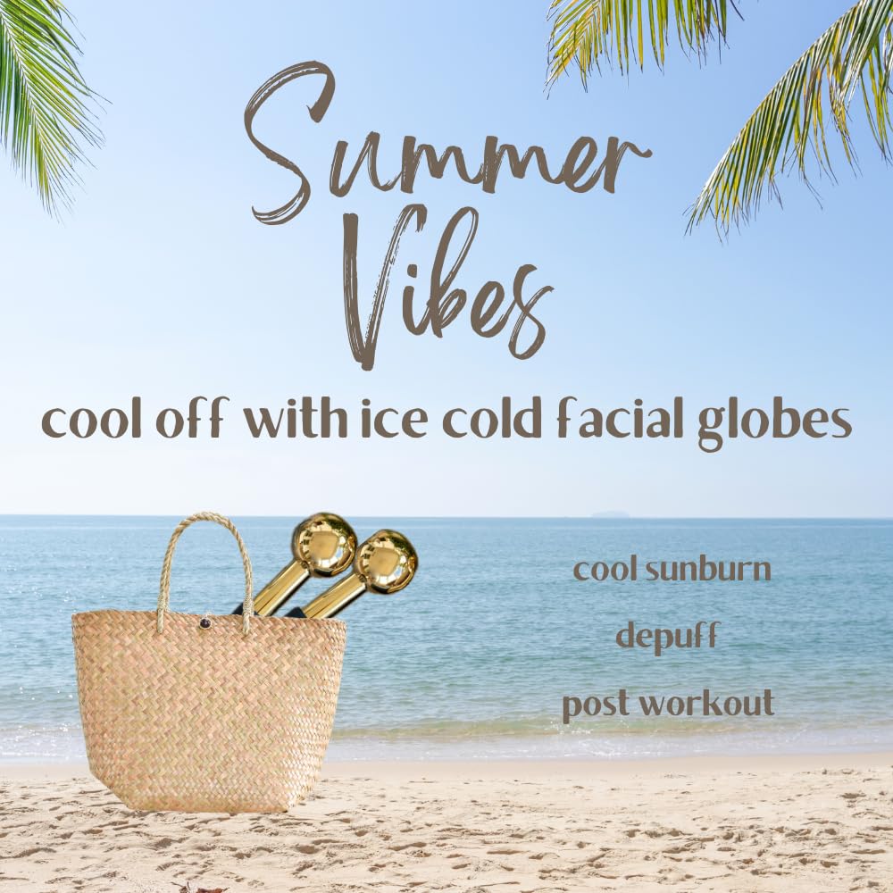 Facial Ice Globes (Set of 2) | Stainless Steel Facial Ice Globes for Face and Eye | Ice Globes for your Face Reduce Redness, Wrinkles | Ice Globes for Facials home & spa | Ice Globe Facial Roller