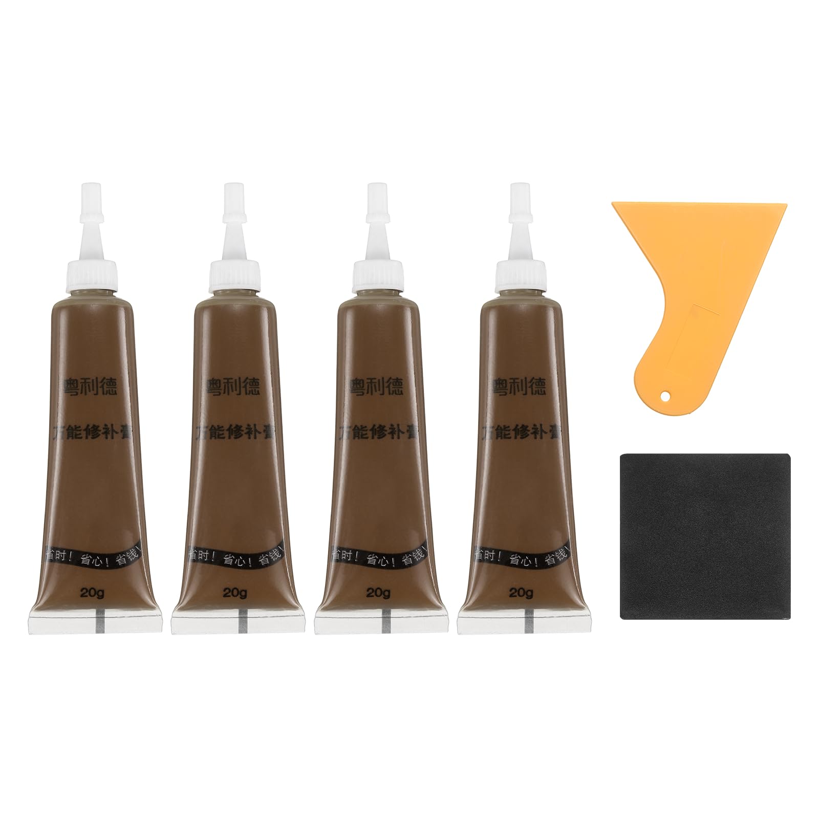 sourcing map Wood Repair Kit, 4 Pcs Touch Up Filler Wood with Scraper Sandpaper for Scratches Holes Crack Tables Desks Wooden Floors Repair Cover Ups, Plants Wood