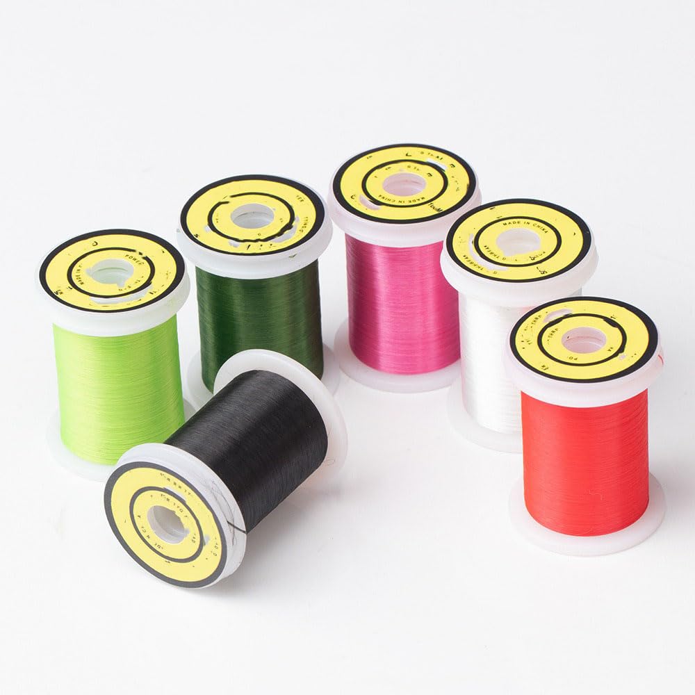6-Piece 50D GSP Fly Tying Polyethylene Floss Thread Flat and Smooth Strong Tying Line for Small Flies Nymphs Trout Fishing Lures
