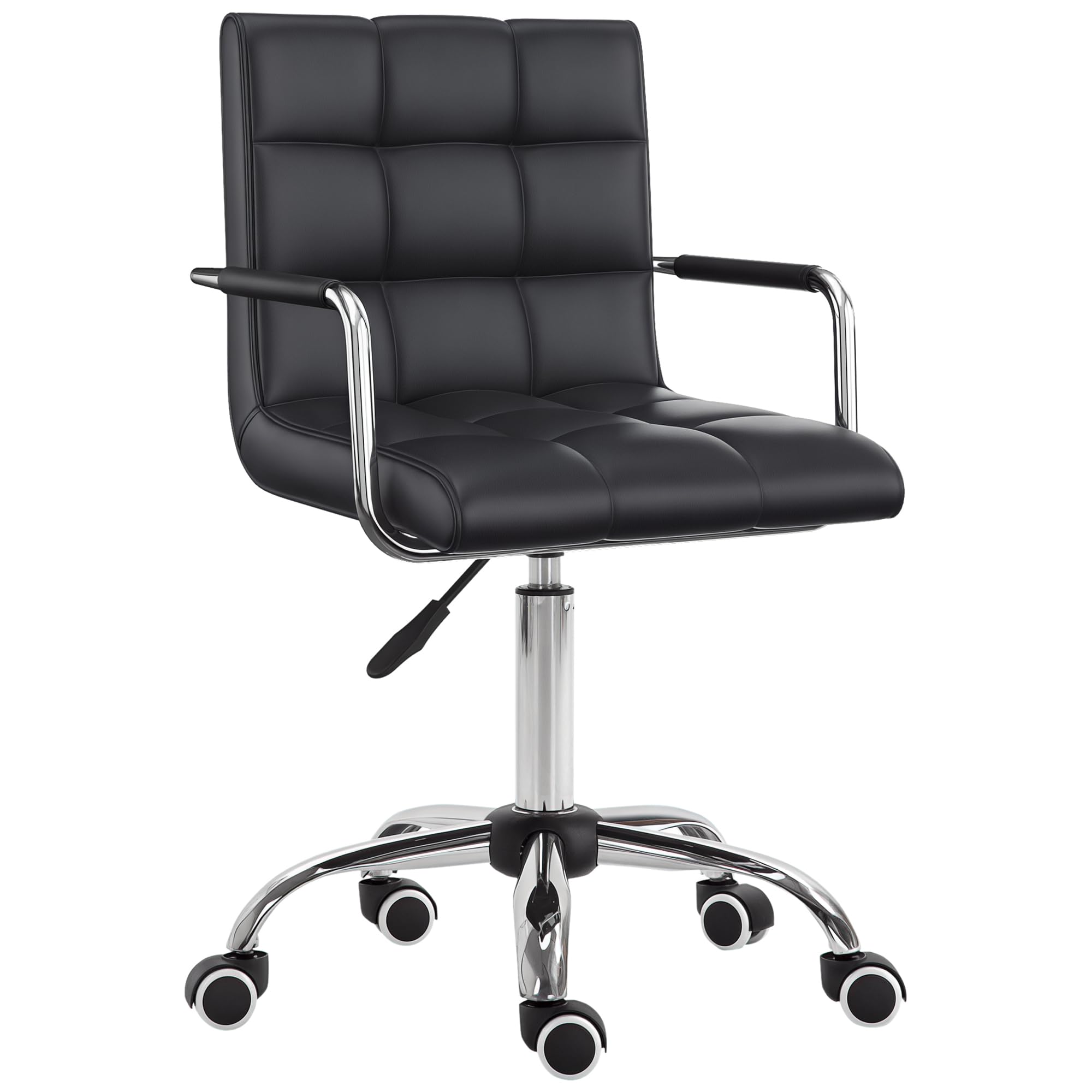 Vinsetto Makeup Vanity Chair PU Leather Adjustable Height Armrest Black