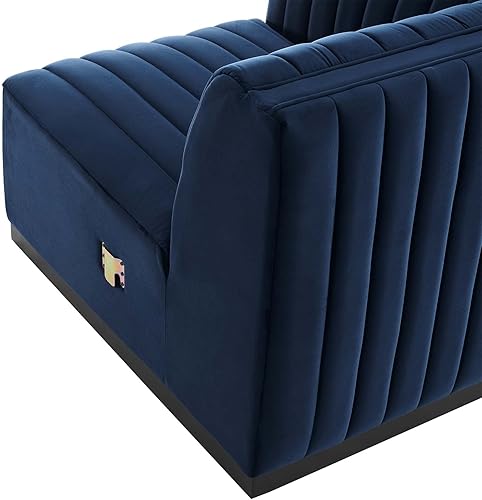 Miniatura 84 de Modway Conjure - Sofá seccional tapizado de terciopelo de alto rendimiento, con canal, silla sin brazos en negro y gris Negro-Gris,Negro