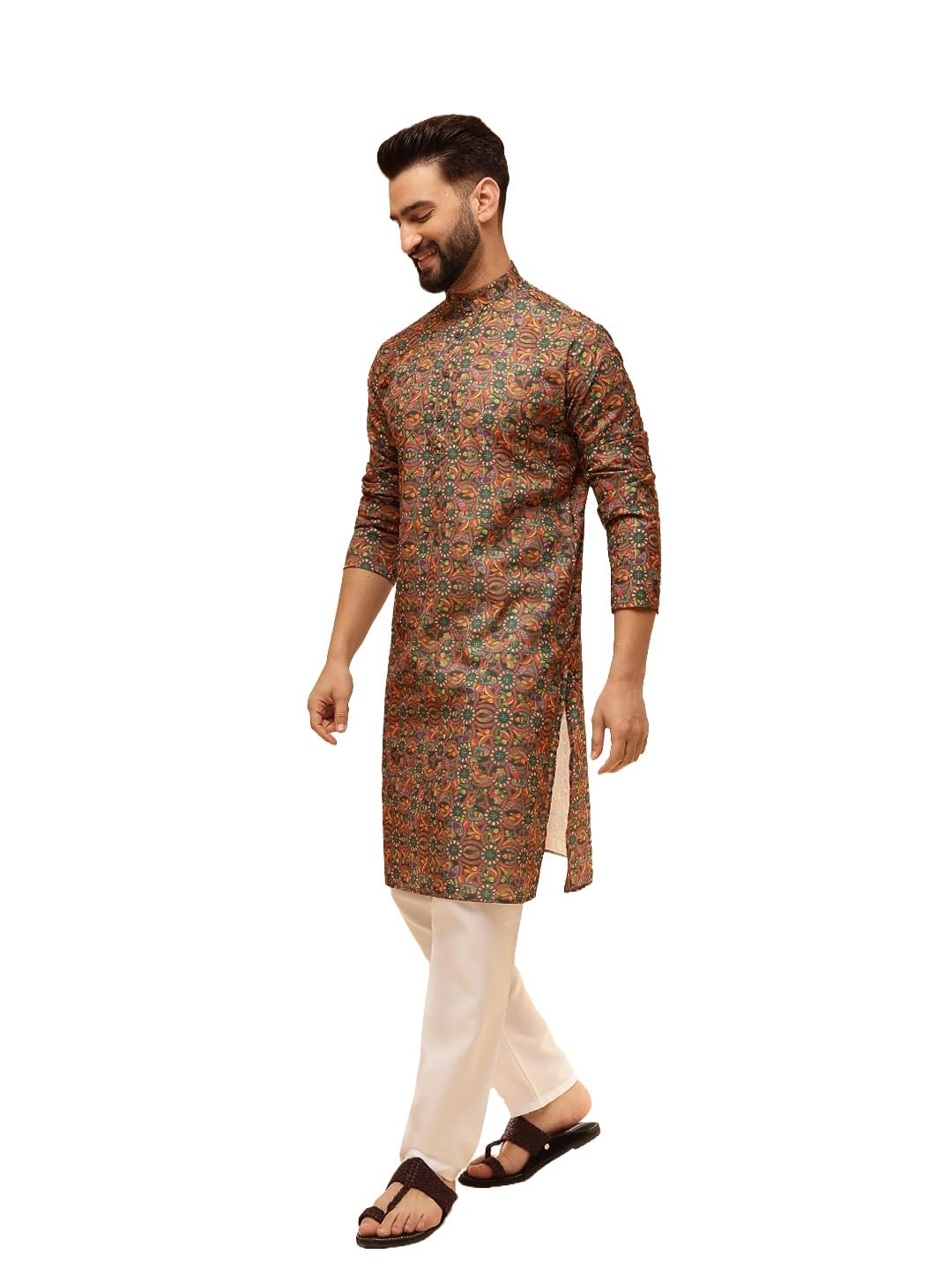 sojanya (Since 1958 Men's Cotton Kurta with Designer Embroidery Allover-picture-11