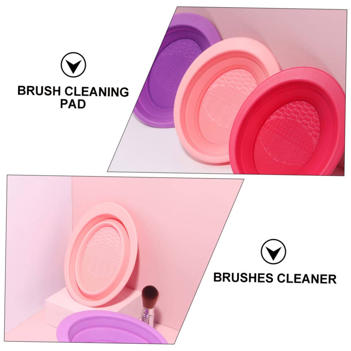minkissy 3 Pezzi Di Pennelli Per Il Trucco in Silicone Ciotola Pieghevole Portatile Piastra Per La Pulizia Dei Pennelli Per Il Trucco Compatta E Versatile Per Salone E Casa