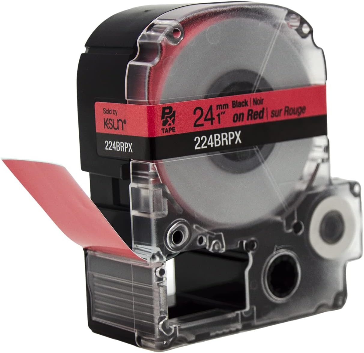 Epson LABELWORKS 224BRPX Genuine PET (Polyester) Tape Cartridge - Black on Red Label Maker Tape - 1" (24MM) Wide, 30' - Image 4