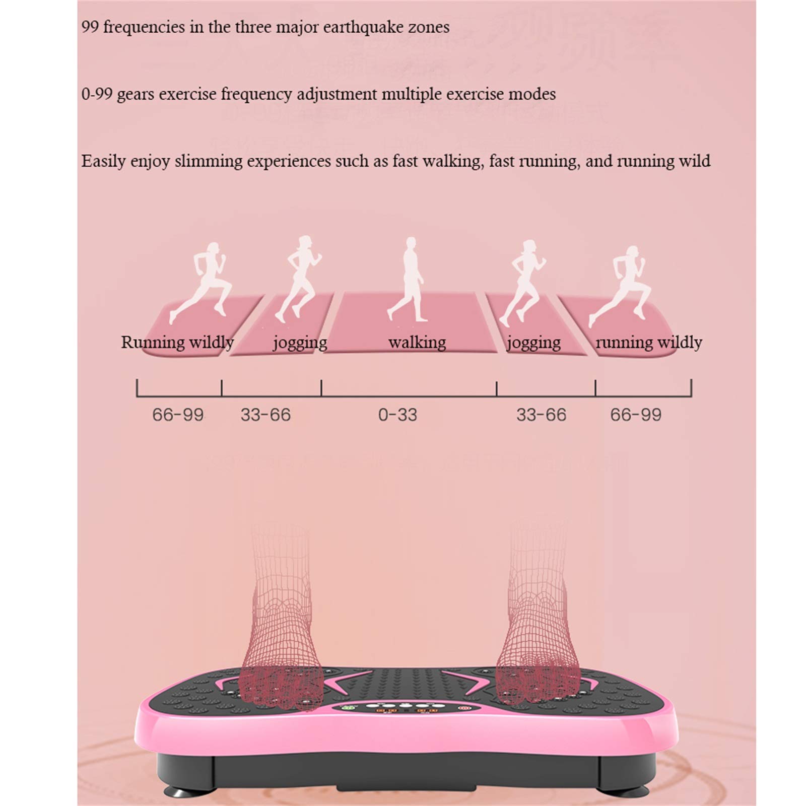 Pedana vibrante 120 kg, Vibrazione Fitness Trainer, Magnete Shiatsu Massaggio Intelligente Muto Attrezzatura per l'allenamento domestico per dimagrire e tonificare (dimensioni: 57,5 * 42 * 1