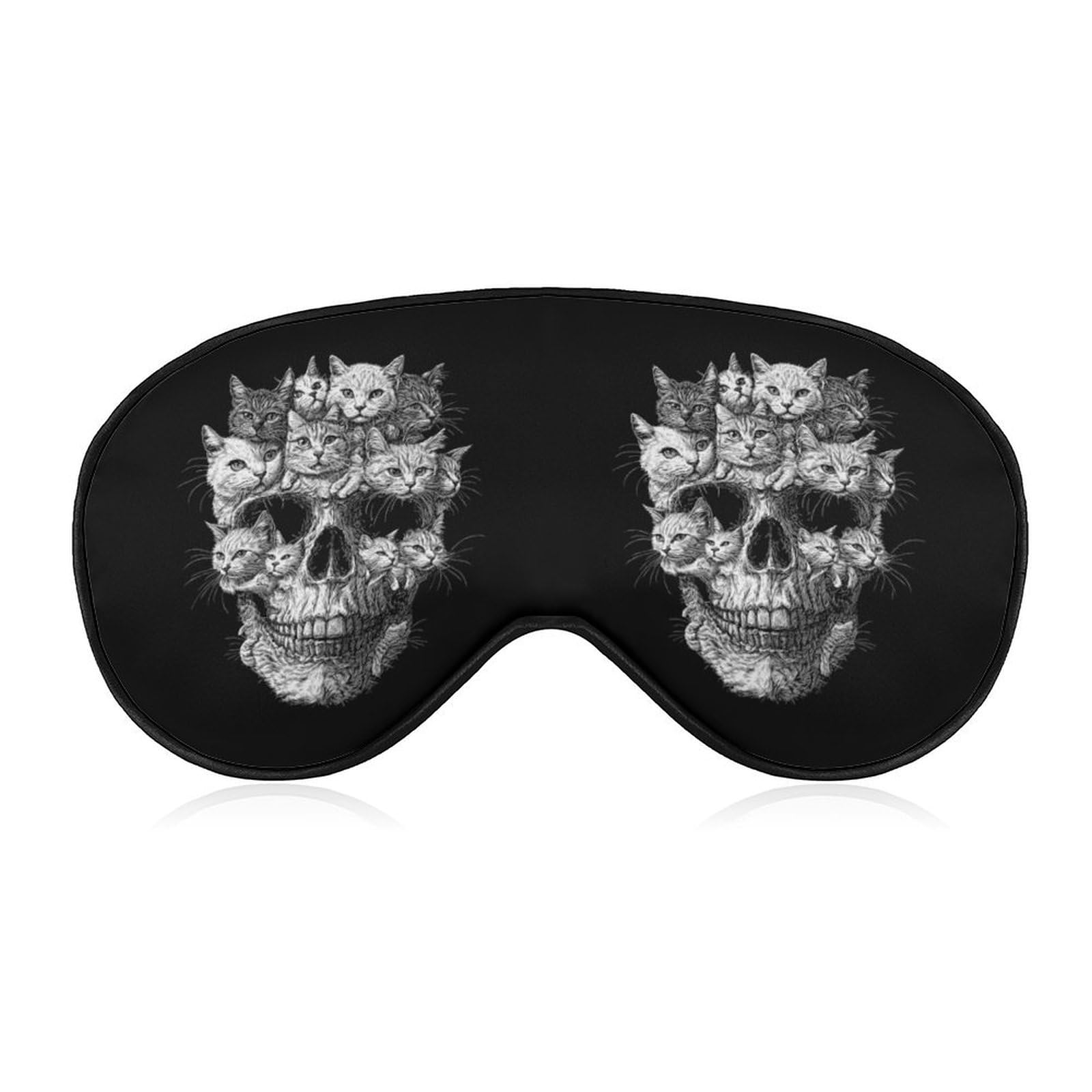 Cats Skull Head Sleep Mask Eye Shade Cover Adjustable Strap for Travel Lunch Break Women Men