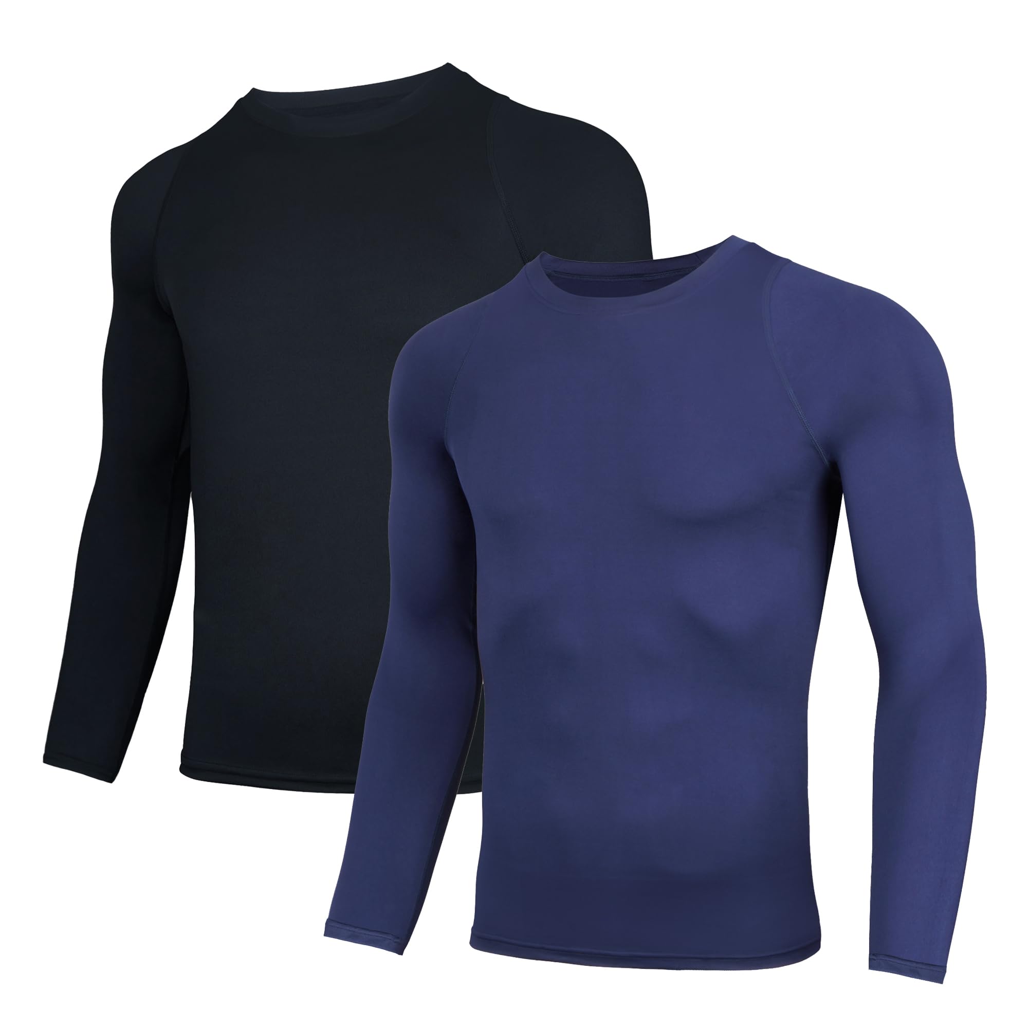 AMZSPORT 2 Pezzi Maglia Compressione Uomo Maglietta Termica Manica Lunga Maglie Sportiva Shirts Traspirante da Asciugatura Rapida Camicia Fitness Palestra