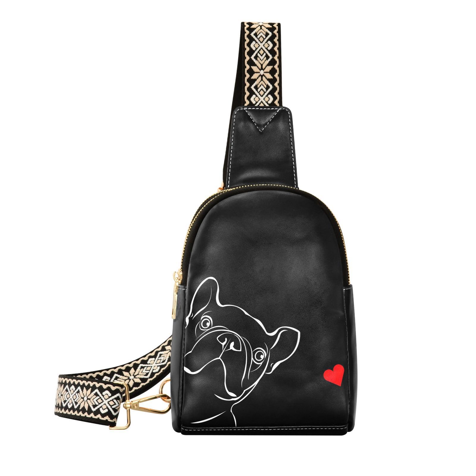 Vintage Rose Floral Leather Crossbody Sling Bag for Women - Chest & Waist Pack