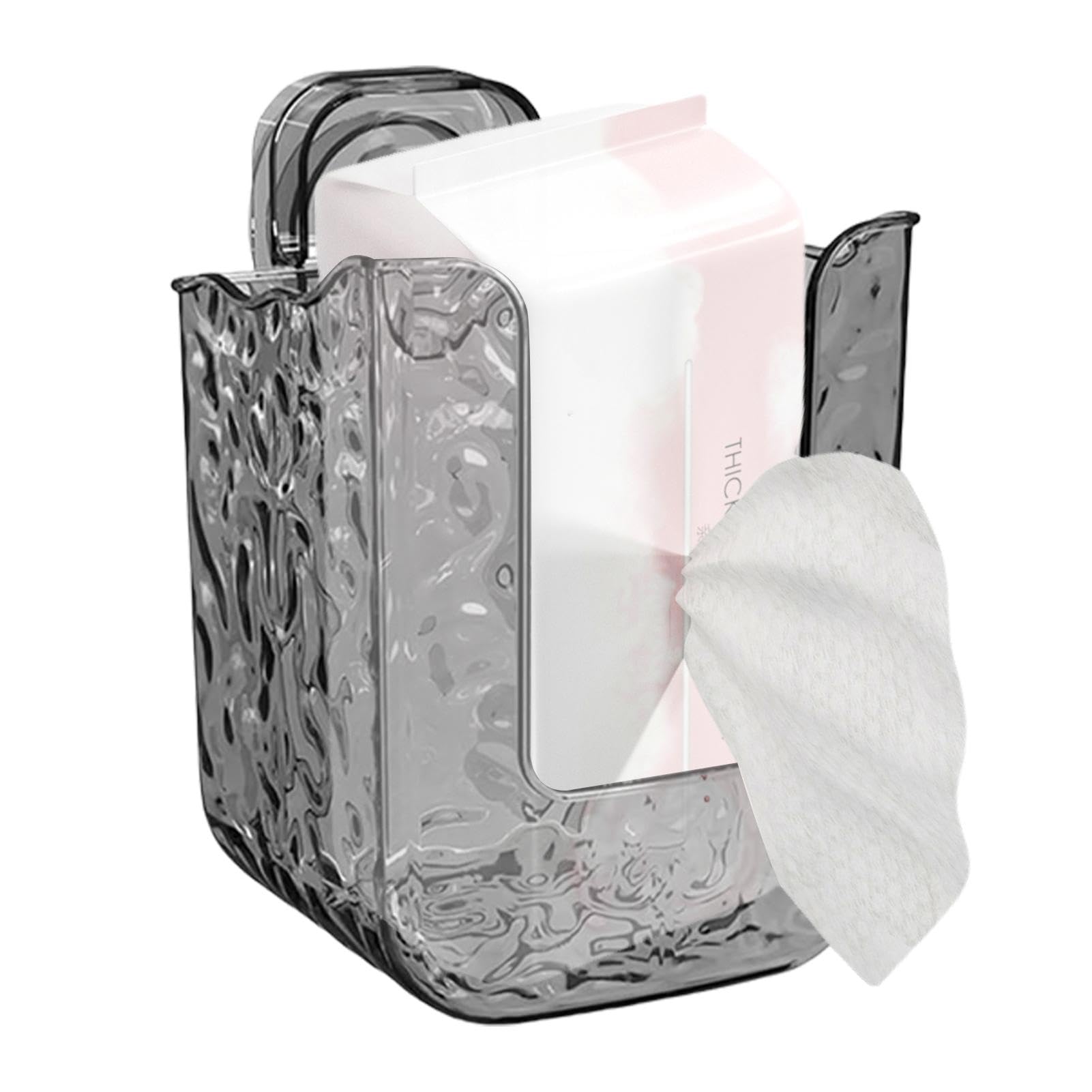 Wet Wipes Storage Case, Suction Cup Wall Mounted Tissue Box Tissue Holder, Large Opening Refillable Toilet Wipes Container, Transparent Wipes Dispenser for Bathroom Kitchen Storage & Oorganization