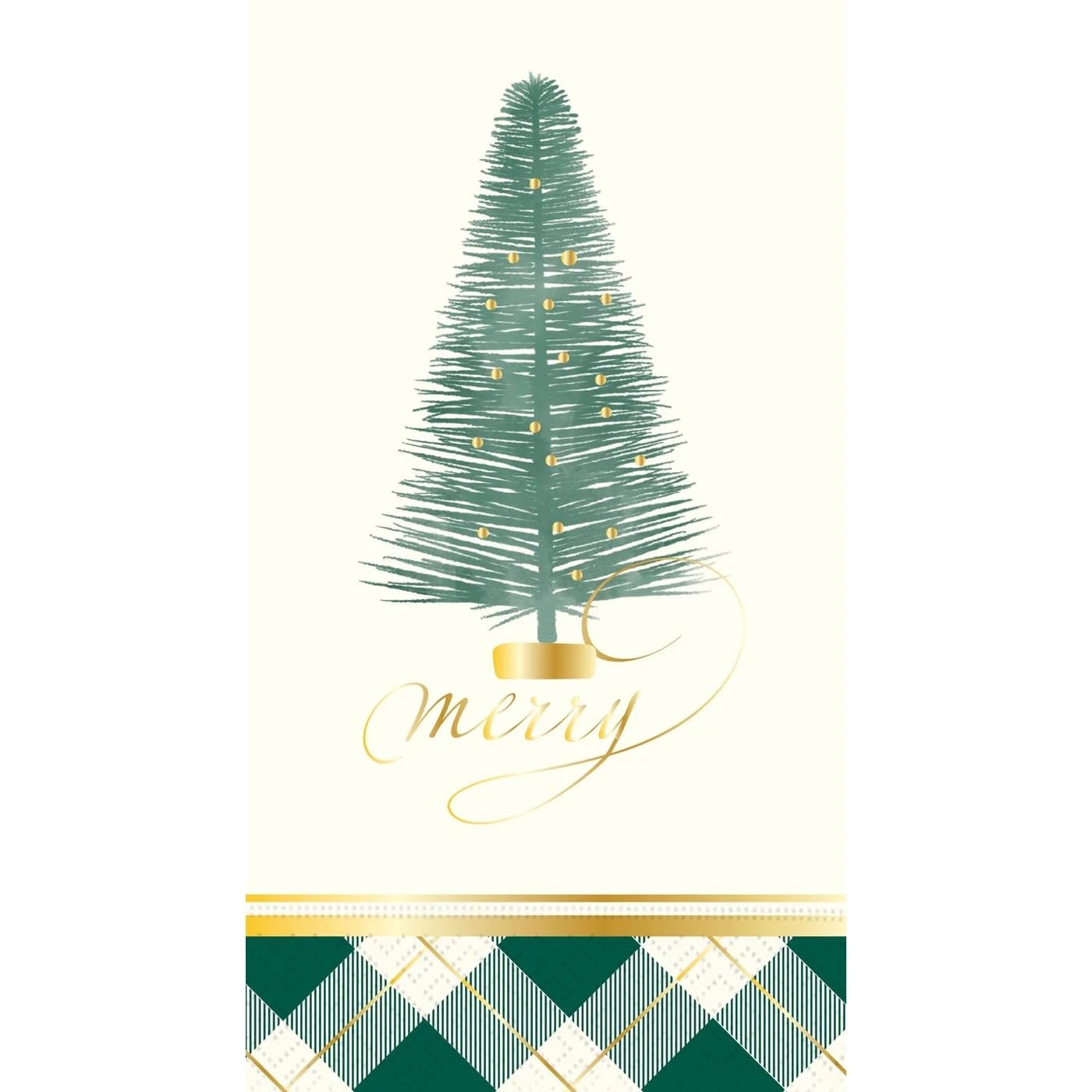 Christmas Hand Towels Decorative Paper Hand Towels for Christmas Bathroom Decor Guest Towels Disposable Tartan Plaid with Brush Tree Pak 24