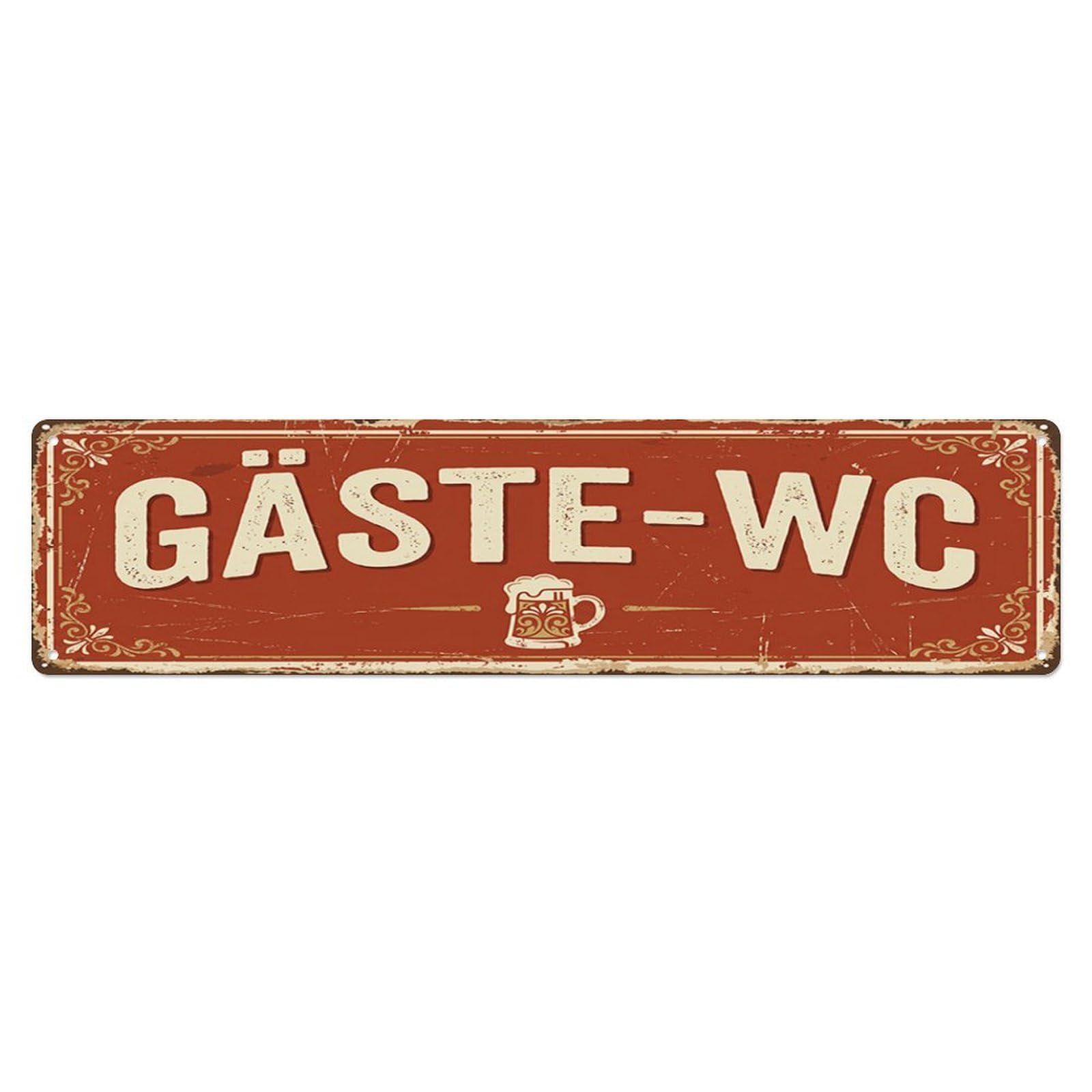 Weathered Cozy Biergarten Toilet Toilet(WC) Door Metal Tin Skinny Sign Plaque Wall Decor for Cafe, Club Bar, Office, Home Garden Metal Poster 4x16Inch