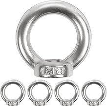 Threaded Eye Screws, 5 M8 Ring Nuts, 304 Screw Eyelets, Stainless Steel Eyelets, Eye Nuts, Lifting Nut for Fixing Hanging Ornaments, Toggle Brackets, etc.