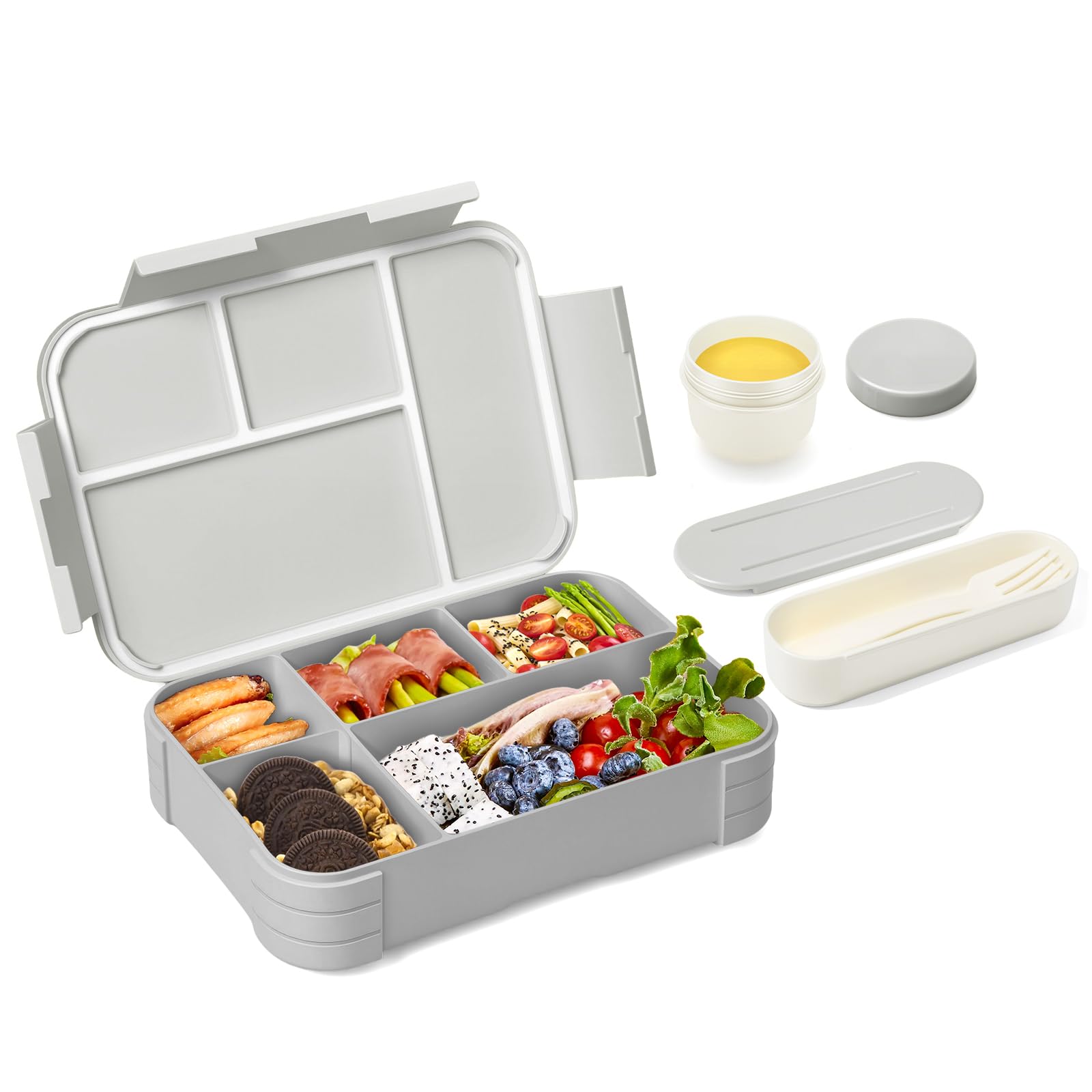 XJIANFU Brotdose Kinder mit Fächern,900ml Auslaufsichere Bento-Box, Kinder-Lunchbox,Auslaufsicher Fächern,Jausenbox Brotbox für,Mädchen & Jungen,Mikrowelle/spülmaschinenfest(Purple)