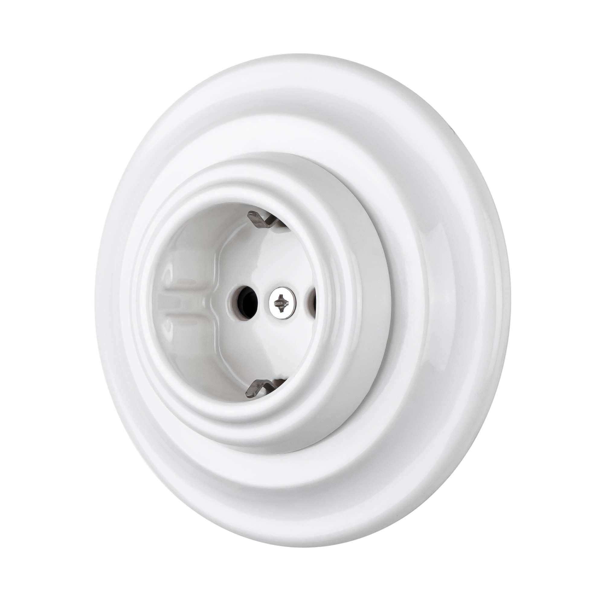 Lightstock Lot de 3 prises encastrées rétro en porcelaine UP1-W3 (blanc)