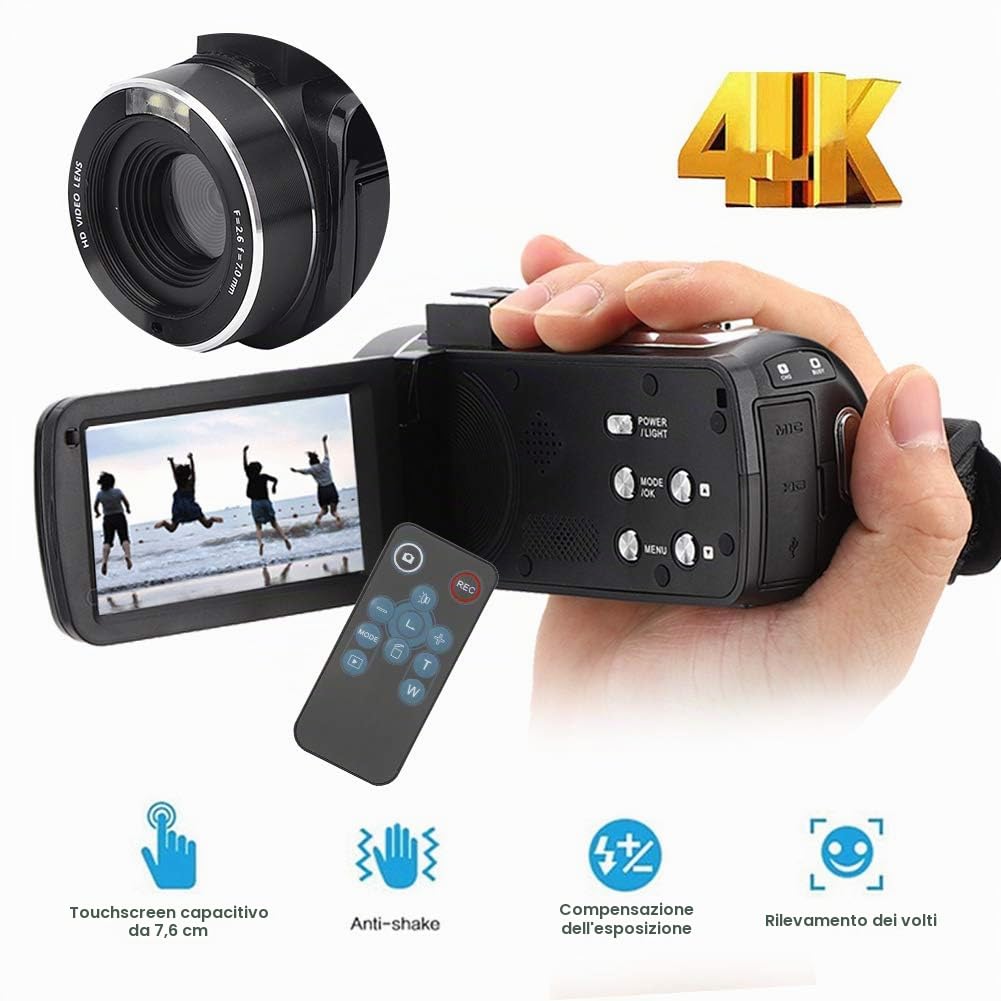 camera 4k camera 4k Videocamera digitale, videocamera 4K anti-vibrazioni Videocamere Videocamere Video digitale ad alta definizione Zoom 18X IPS da 3 pollici Touchscreen adatto pe