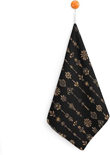 Decorative Hand Towels for Bathroom - Retro Gold Texture Q Print Soft Absorbent Small Bath Hand Towels for Kitchen, Farmhouse, Spa, Hotel, Guest Tea