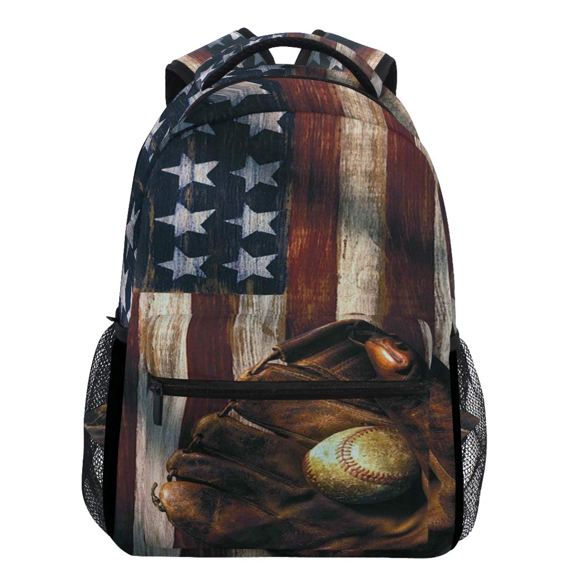 Oarencol American Flag Baseball Backpacks USA Softball Glove School Travel Book College Shoulder Bag for Women Men Boys