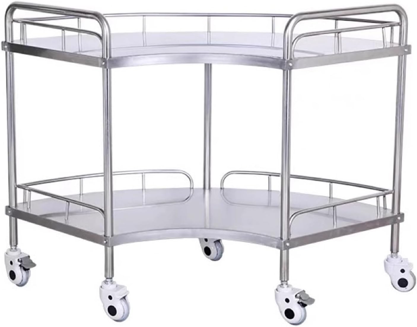 Stainless Steel Medical Carts with Wheels, Fan-Shaped Lab Cart, Metal Rolling Cart Utility Cart, for Use in Hospital Lab and Clinics(One Color-140Cm)
