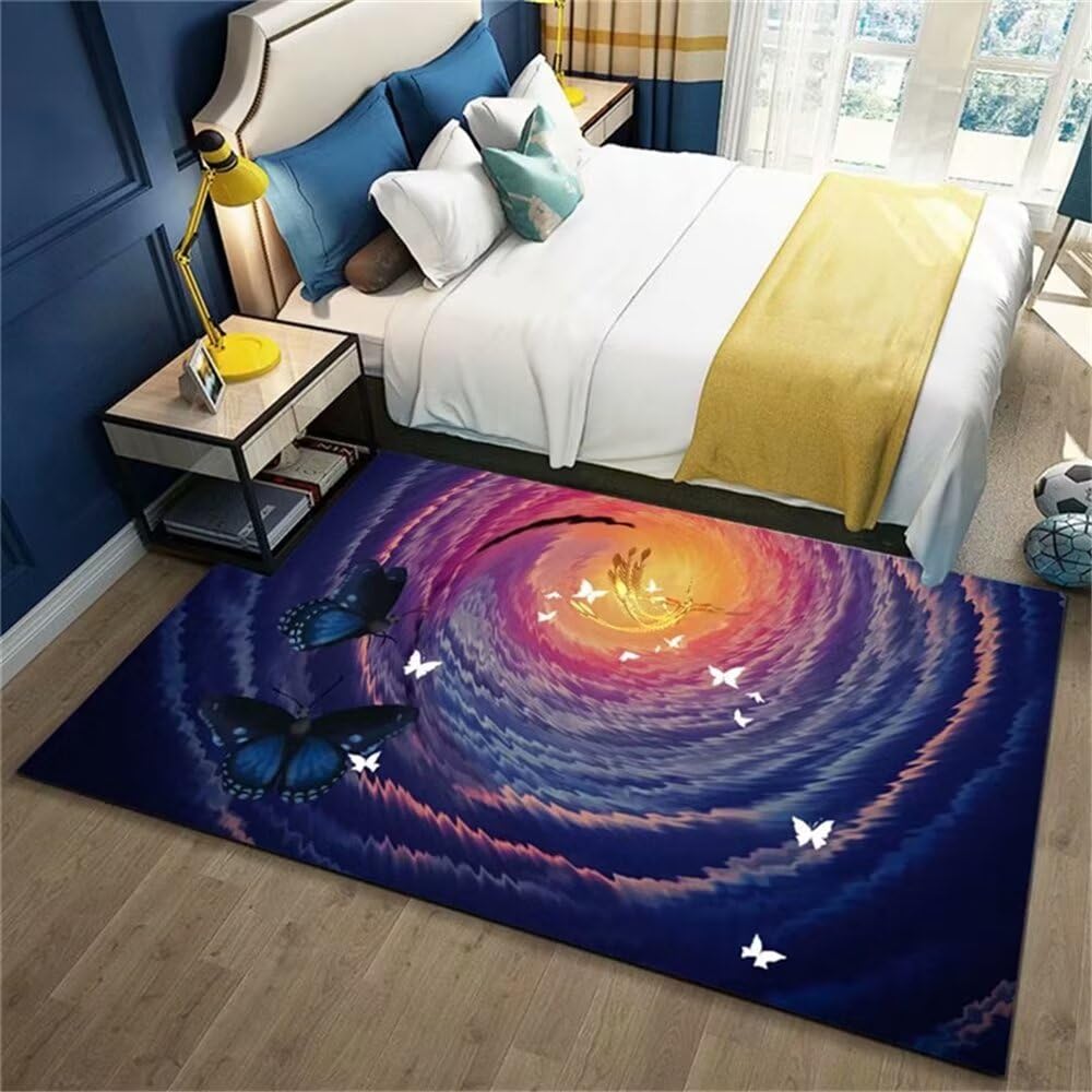 Tapis antidérapant et doux 200x300cm style abstrait vintage pour chambre jeune