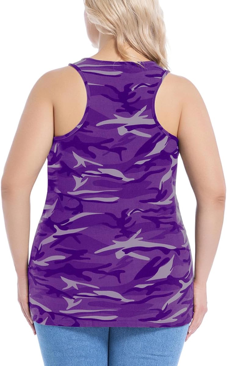 Womens Plus Size Tops Cute Sleeveless Shirts Racerback Basic Tank Tops