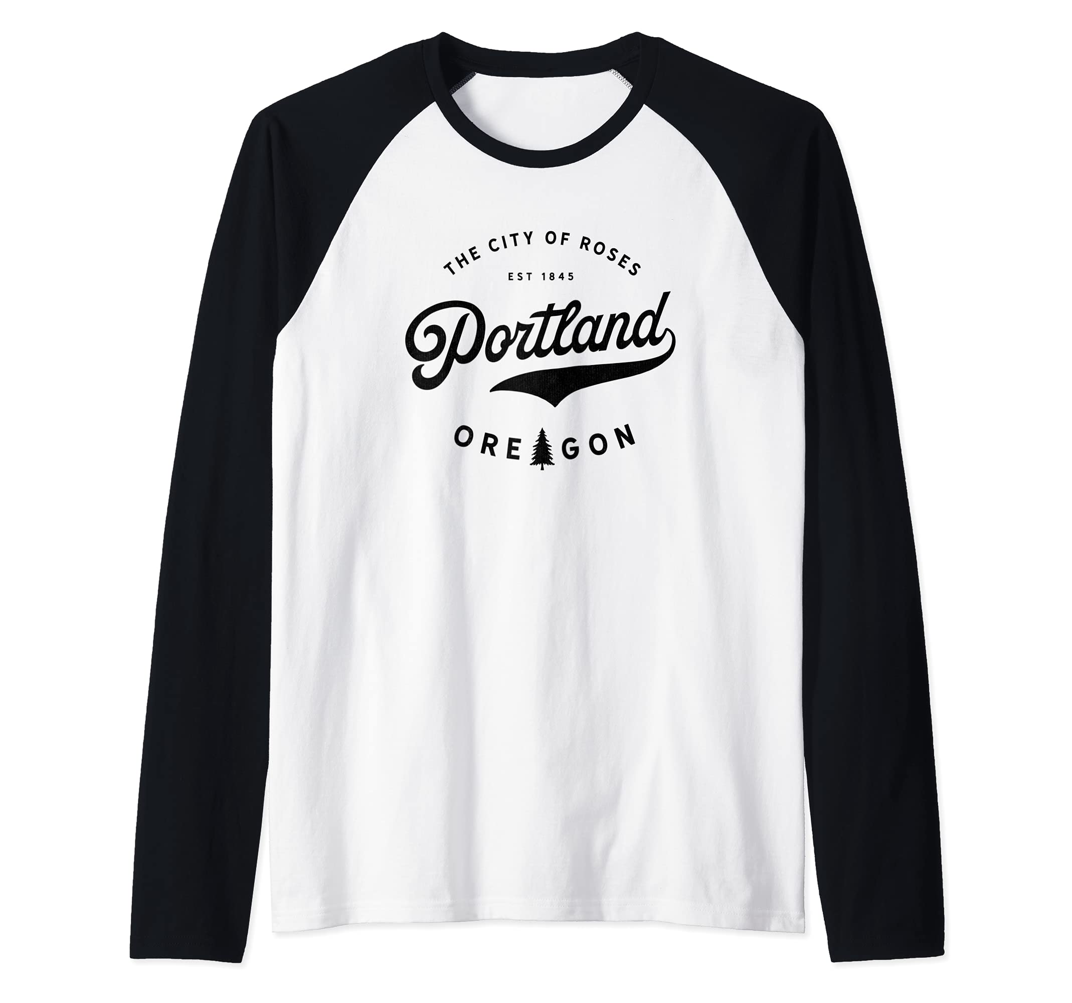 Portland Oregon PDX Portland Squad Throwback 1845 USA PNW Raglan Baseball Tee, Black