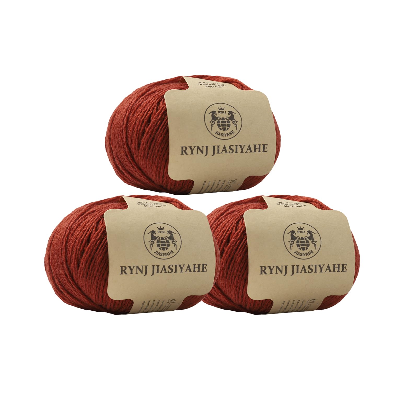 RYNJ JIASIYAHE Wool Yarn Inner Mongolian Cashmere Blend Yarn, Cashmere Yarn for Crocheting, 6-Ply Warm Soft Luxurious Hand Knitting Yarn (orange red,3 Packs)