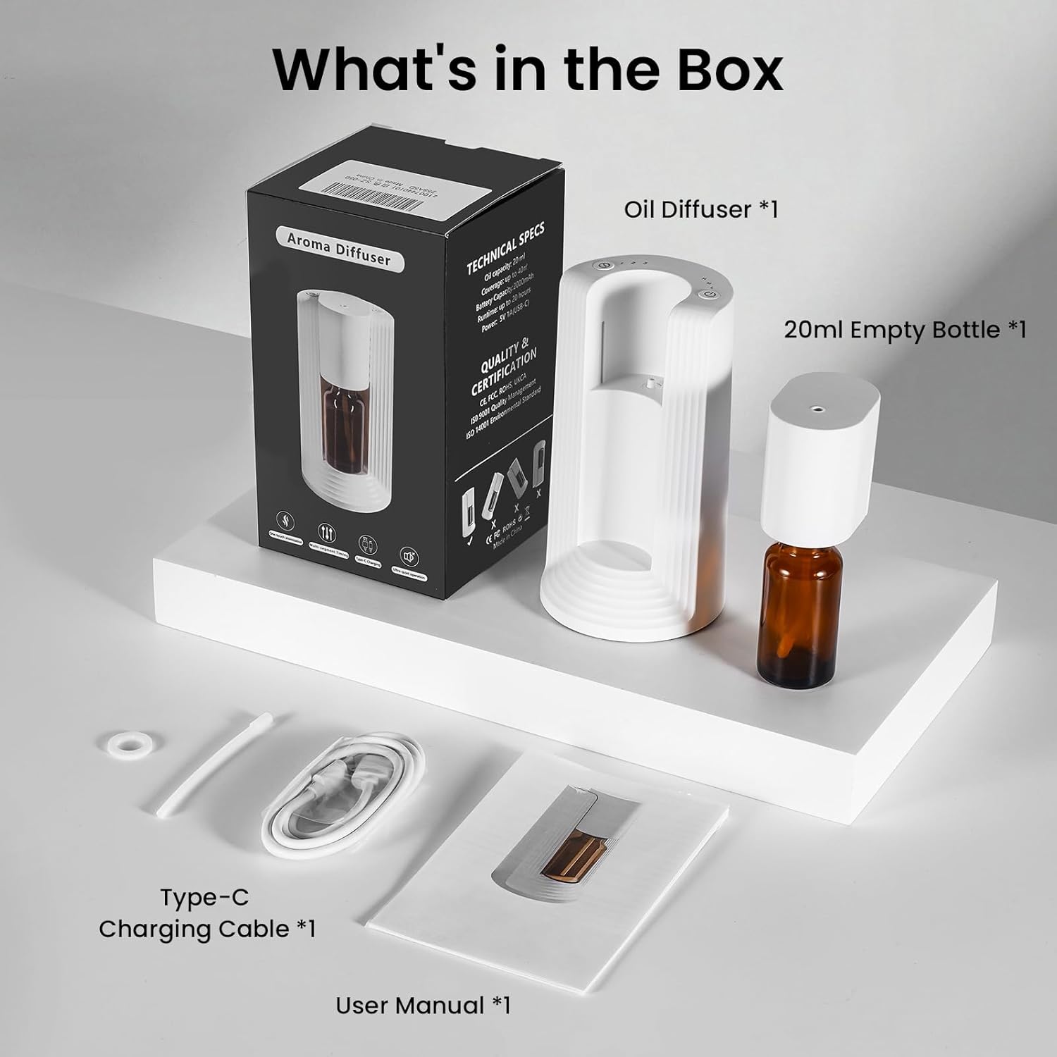 LAMA Waterless Essential Oil Diffuser, Portable Small Mini Scent Air Machine, Quiet Leak-Proof Home Fragrance Aroma Diffuser, USB Air Freshener with 1/2/3H Auto-Off Mode, 3 Mist Levels, White - Image 9