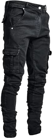 Zewool Jeans Uomo Slim Fit Elasticizzati: Leggeri A Costine Con Effetto Strappato E Stampa Y2K - Denim Distrutto Primavera/Estate