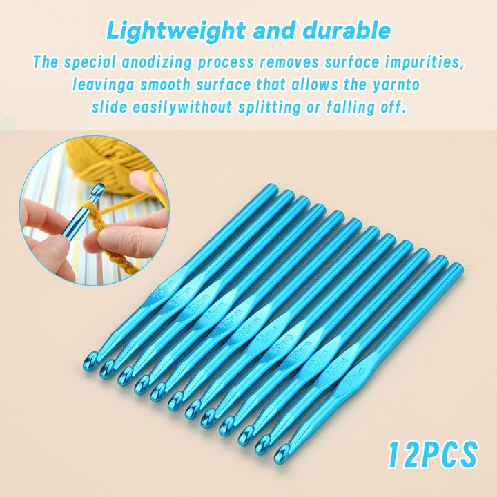 Image of UzecPk 12Pcs 7mm Crochet Hooks, Crochet Needles Aluminum Crochet Hook, Crochet Hooks Bulk Crochet Needles for Crocheting Yarn Knitting Weave Beginners Women Adults