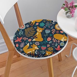 bisibuy Almofadas de assento ao ar livre com estampa de raposa de desenho animado almofadas de cadeira de pátio almofadas de cadeira redondas confortáveis e fofas para jardim pátio casa cozinha móveis de escritório decoração diâmetro 36,8 cm