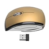 Heayzoki Foldable Wireless Mouse, Portable 2.4G Travel Mouse with Receiver for Laptop PC, Magnetic Power Off Switch, Built in Battery Indicator, Ergonomic Comfort (Gold)