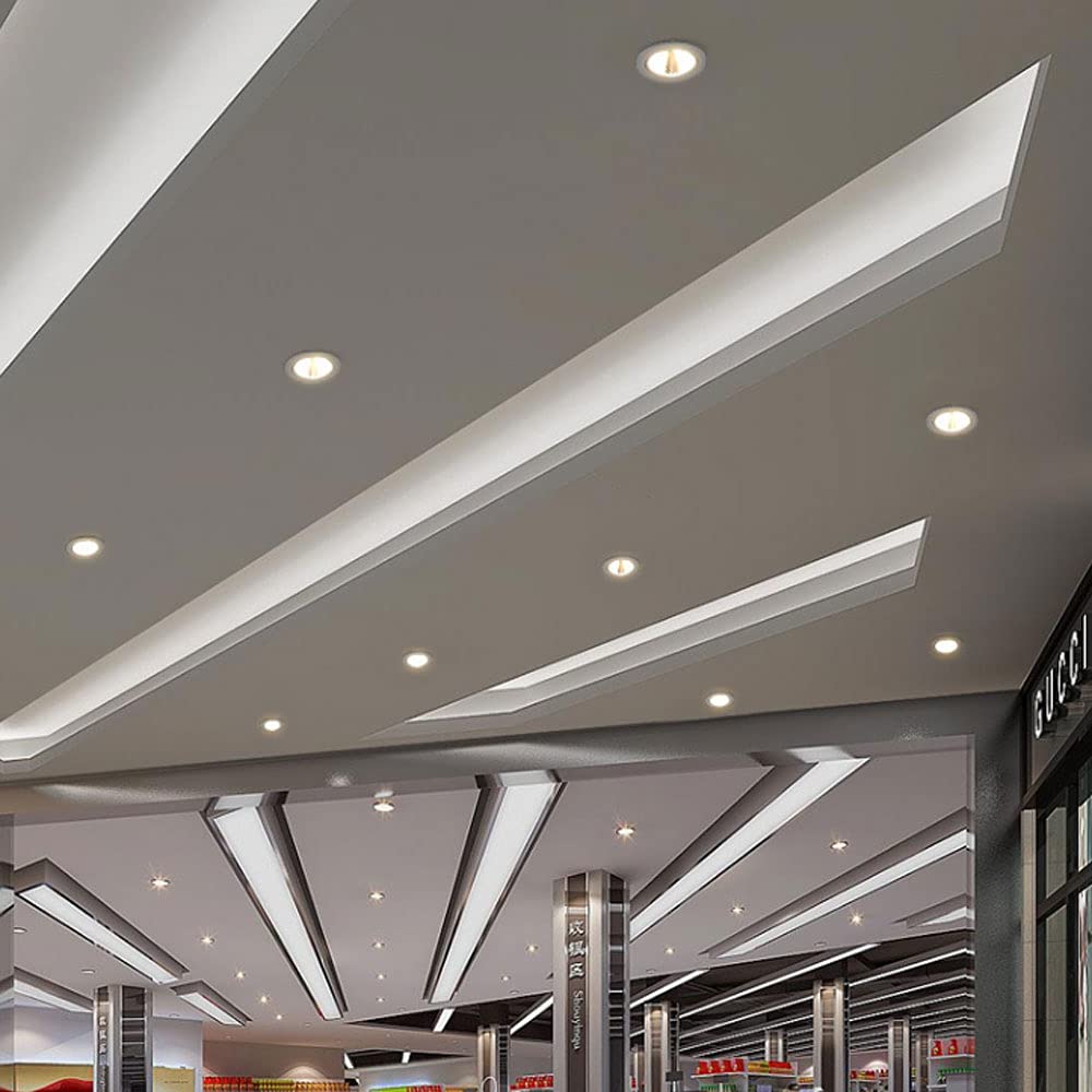 Kit de 4 focos LED empotrables para iluminación descendente. Ideales para centros comerciales, Habitaciones de Hotel, supermercados y Otros establecimientos. Acabado en Aluminio. P