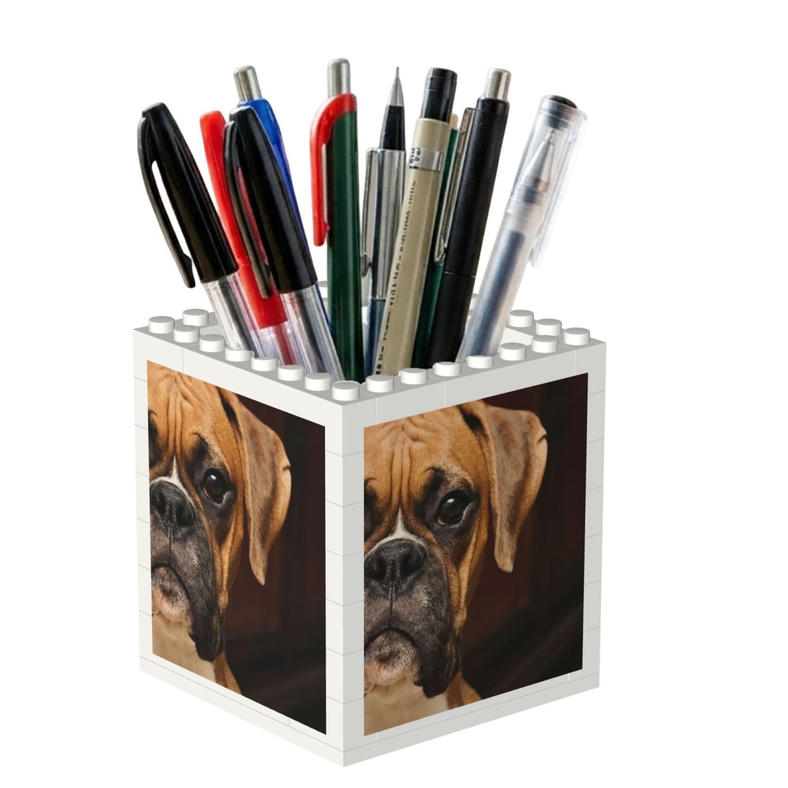 Poadnly Boxer Dog, Pen Pot Pencil Holder for Office Home School, Compact Desk Organiser for Office Stationery