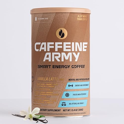 Café Smart Energy de CAFFEINE ARMY - Bebida energética limpia - suplementos, funcional y sabroso, café instantáneo - KETO, sin gluten, sin azúcar,