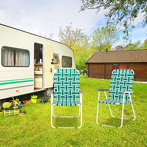 Patio Lawn Chairs Folding,Webbed Folding Chair Outdoor Beach Chair Portable Camping Webbing Chair For Yard, Garden,Weight Capacity 265Lbs (2Pack, Light Green) #TOP6