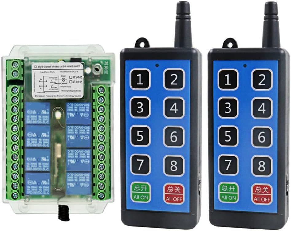 8 Channel Wireless Remote Control Switch 12V/24V/36V 433MHz Remote Cont Wireless Remote Motor Control Switch DC9V-72V